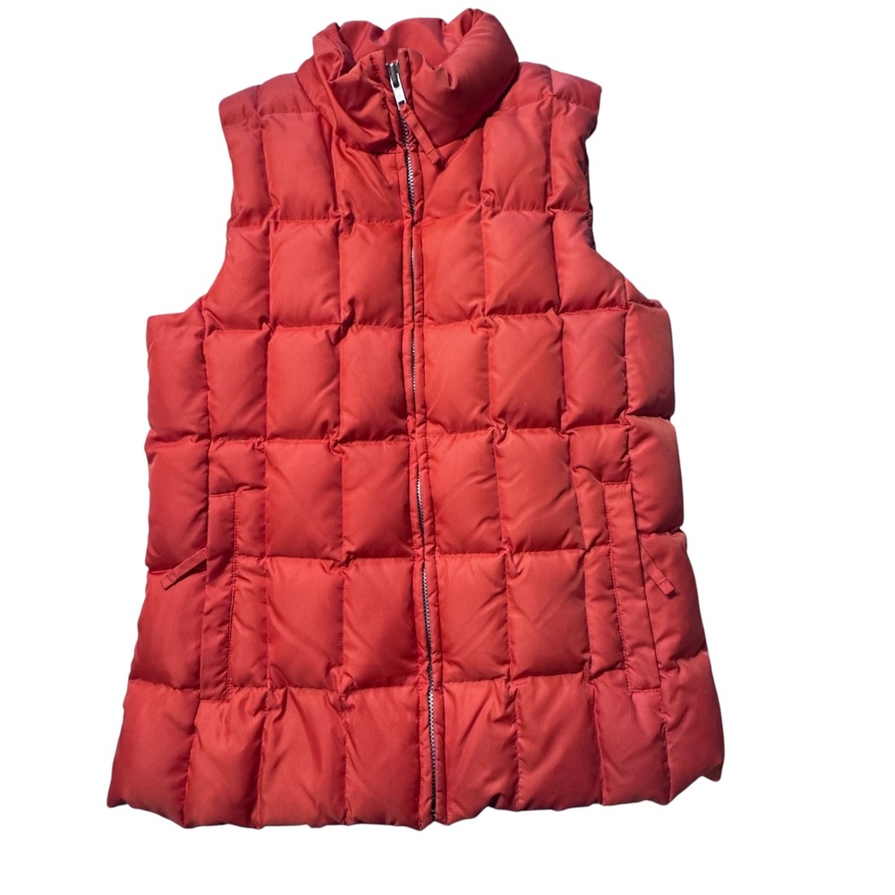 Gap Puffer Vest Women Small Orange  Down Filled Quilted Gorpcore Winter VTG Y2K
